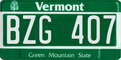 VT license plate BZG407