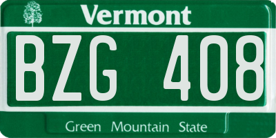 VT license plate BZG408
