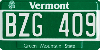 VT license plate BZG409