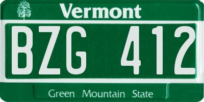 VT license plate BZG412