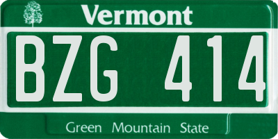 VT license plate BZG414