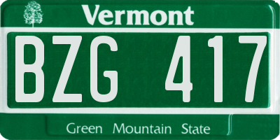 VT license plate BZG417