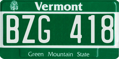 VT license plate BZG418