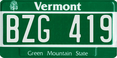 VT license plate BZG419