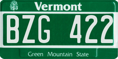 VT license plate BZG422