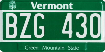VT license plate BZG430