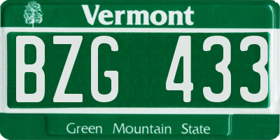VT license plate BZG433