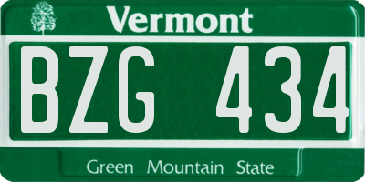 VT license plate BZG434