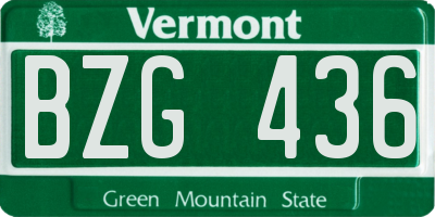 VT license plate BZG436
