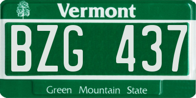 VT license plate BZG437