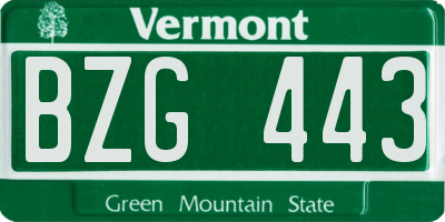 VT license plate BZG443