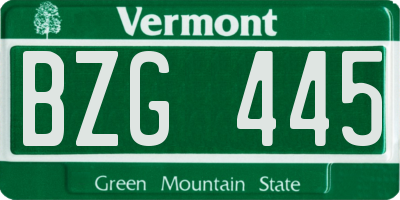 VT license plate BZG445