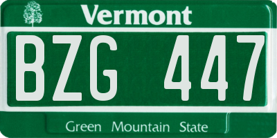 VT license plate BZG447