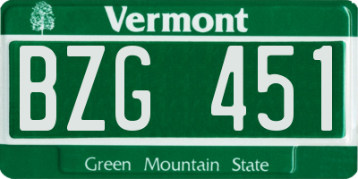 VT license plate BZG451