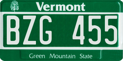 VT license plate BZG455