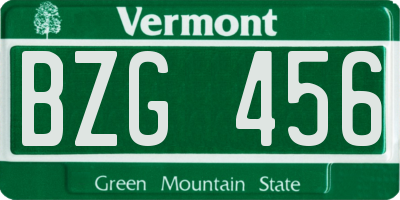 VT license plate BZG456