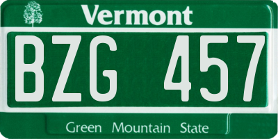 VT license plate BZG457