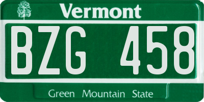 VT license plate BZG458