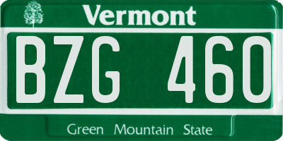 VT license plate BZG460