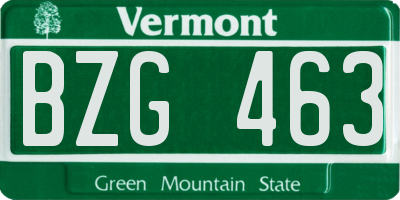 VT license plate BZG463