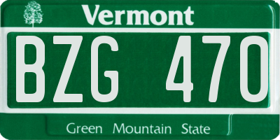 VT license plate BZG470