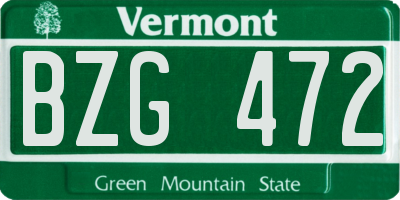 VT license plate BZG472