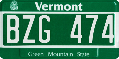VT license plate BZG474