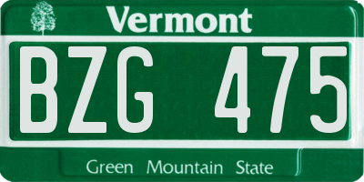 VT license plate BZG475