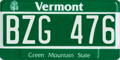 VT license plate BZG476