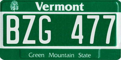 VT license plate BZG477