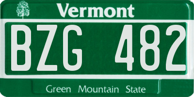 VT license plate BZG482