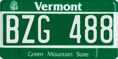 VT license plate BZG488