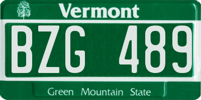 VT license plate BZG489