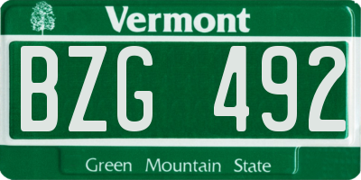 VT license plate BZG492