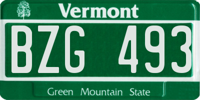 VT license plate BZG493