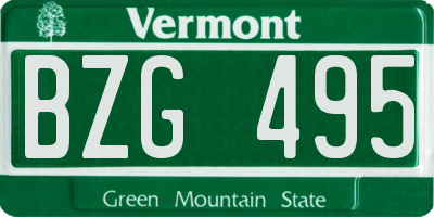 VT license plate BZG495