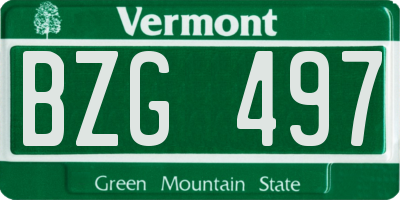 VT license plate BZG497