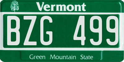 VT license plate BZG499