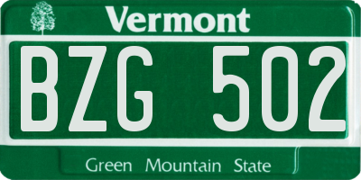 VT license plate BZG502