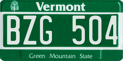 VT license plate BZG504
