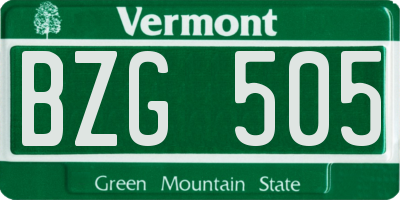 VT license plate BZG505