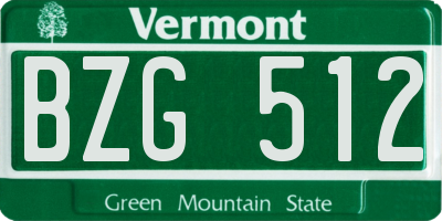 VT license plate BZG512