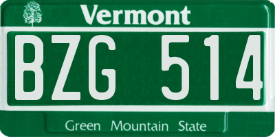 VT license plate BZG514