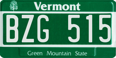 VT license plate BZG515