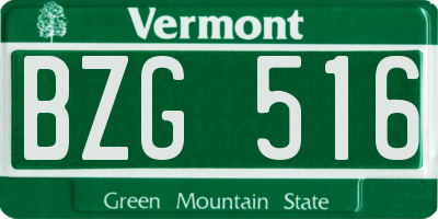 VT license plate BZG516