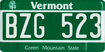 VT license plate BZG523