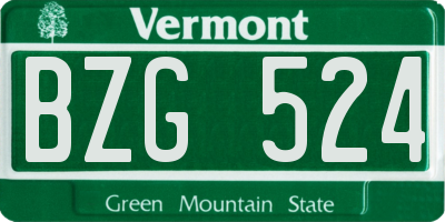 VT license plate BZG524