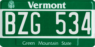 VT license plate BZG534