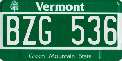 VT license plate BZG536