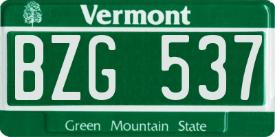 VT license plate BZG537